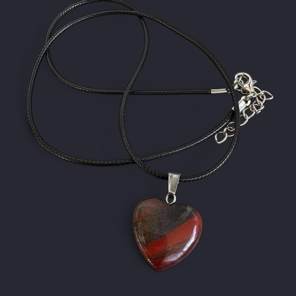 Red Jasper Heart Pendant Necklace - Picture 2 of 4